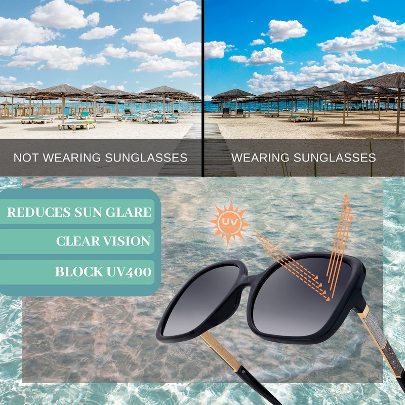 SQUAD Sunglasses for Women Adults Square Fashion with Glasses Case,