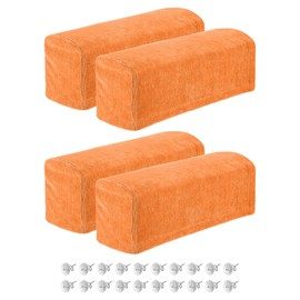 uxcell 4Pcs Stretch Armrest Covers, Chenille Soft Armchair Slipcovers Couch Recliner Arm Cover with Twist Pins for Chair Sofa Protector, Orange