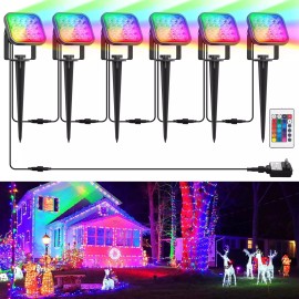T-SUN 6 in 1 LED RGB Spotlights Outdoor Garden Security Pathway Landscape Lamp Outdoor