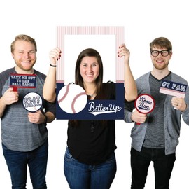 Big Dot of Happiness Batter Up - Baseball - Birthday Party or Baby Shower Selfie Photo Booth Picture Frame & Props - Printed on Sturdy Material