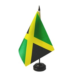 Zigvert Jamaica Diplomat Flag Set- Jamaica Flag, Jamaica Table Flag, Desk Flag, Office Flag, Table Decoration, 8 x 5.5 inches - Vivid Color and Fade Resistant