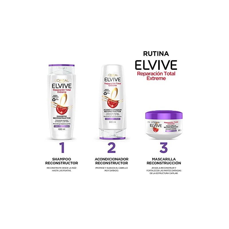 LOreal Paris Tratamiento Elvive Reparacion Total 5 Extreme, 300 ml