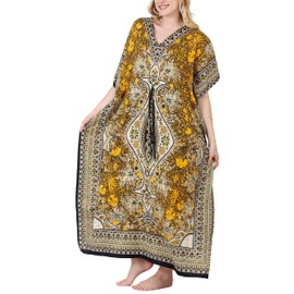 Tengru Lifestyle Ladies Kaftans Tunic Kimono Maxi Women Dashiki African Caftan Plus Size Lounge Girls Kimono for Any Occasion, Tl-gm-yl, One Size