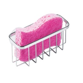iDesign Gia Kitchen Sink Suction Holder for Sponges, Scrubbers, Soap, Kitchen, Bathroom, Set of 2, Stainless Steel
