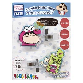 Eye Planning Crayon Shin-chan Aurora Acrylic Hair Clip, H1.6 x W1.6 inches (40 x 40 mm), Acrylic, 0.3 x 2.2 inches (7 x 55 mm) (Hair Clip) K4100B