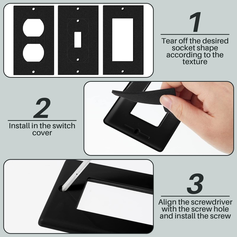 Tondiamo 20 Pcs Black Wall Insulation Gasket Rectangle Wall Plate