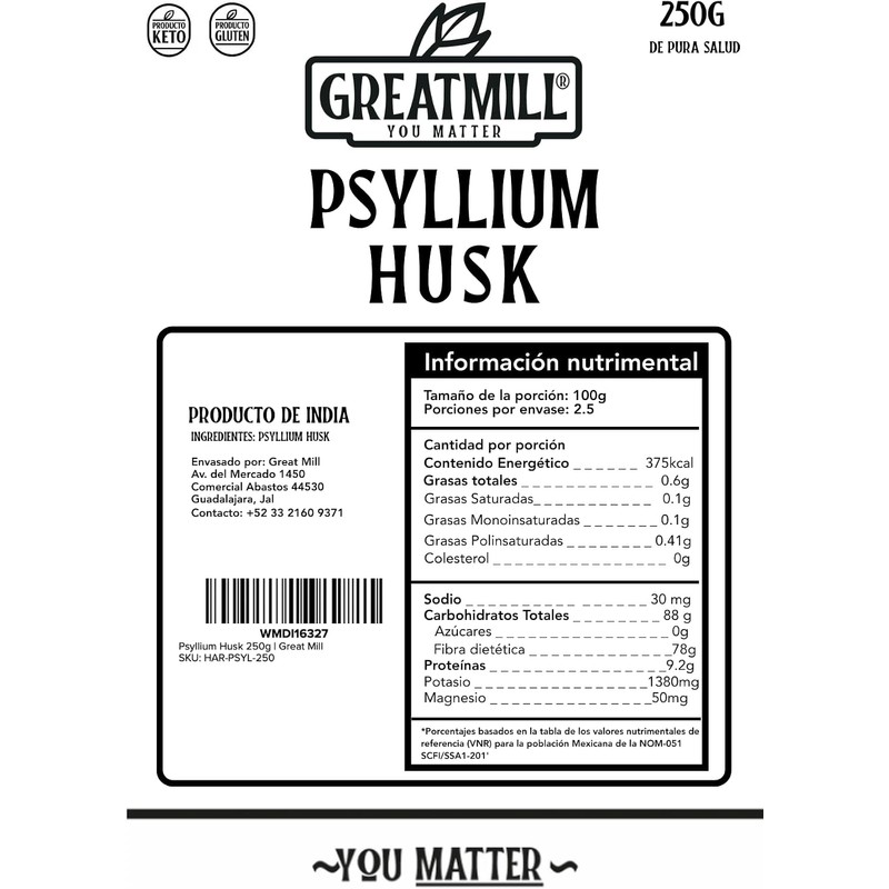 Great Mill Psyllium Husk Fibra Natural 250g