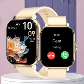 Multi-Functional Sport Smart Watch, 1 Count USB Rechargeable Fashion Numbers Watch with Multiple Sport Mode, Wireless Call and Message Reminder, Suitable for Android and iPhone Phones sedentary Wearable Smartphone Digital Electronic Gadgets:_Golden