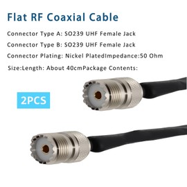 wfsulee 2 Pieces 15.8 Inchs Door/Window Pass Through Flat Coaxial Cable SO239 Compatible with UHF Female to UHF Female