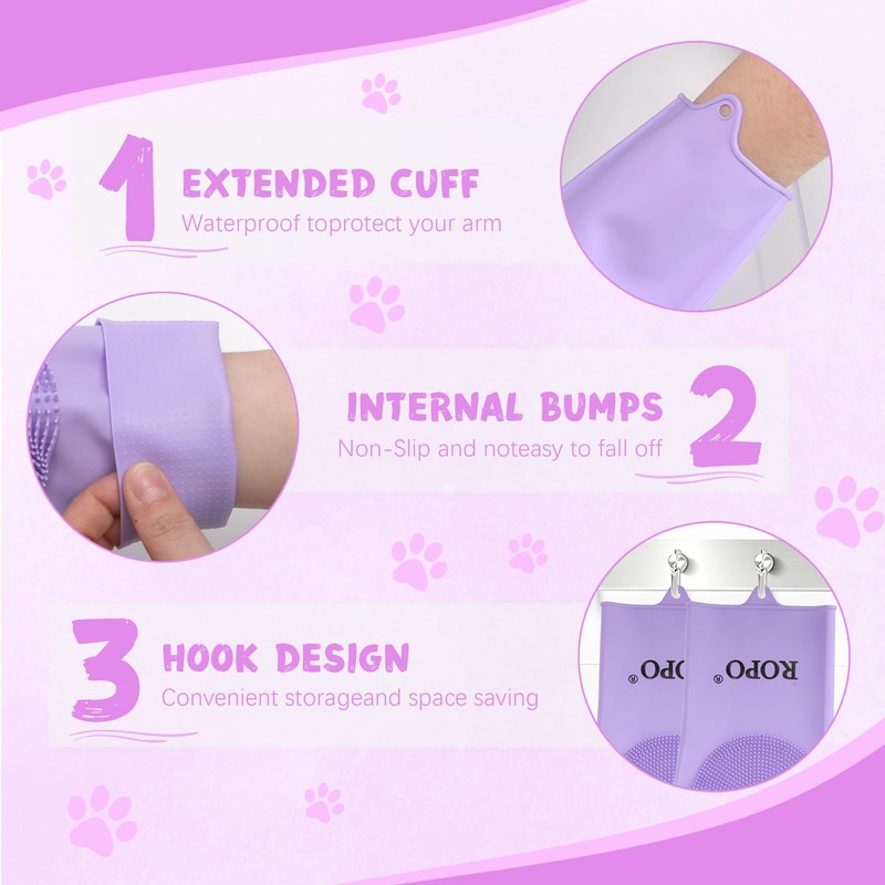 ROPO silicone gloves for pet grooming, multi-functional gloves for pet