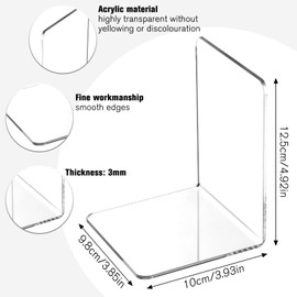 VMUTGA 6 x Clear Acrylic Bookends, Book Stand for Office, School, Library, Bedroom, Transparent Decoration
