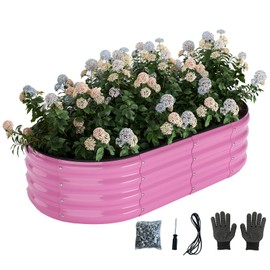 ZFHgarden Galvanized Metal Planter Raised Garden Bed Kit for Gardening Outdoor，4x2x1ft Planter Grow Garden Box Raised Flower Bed