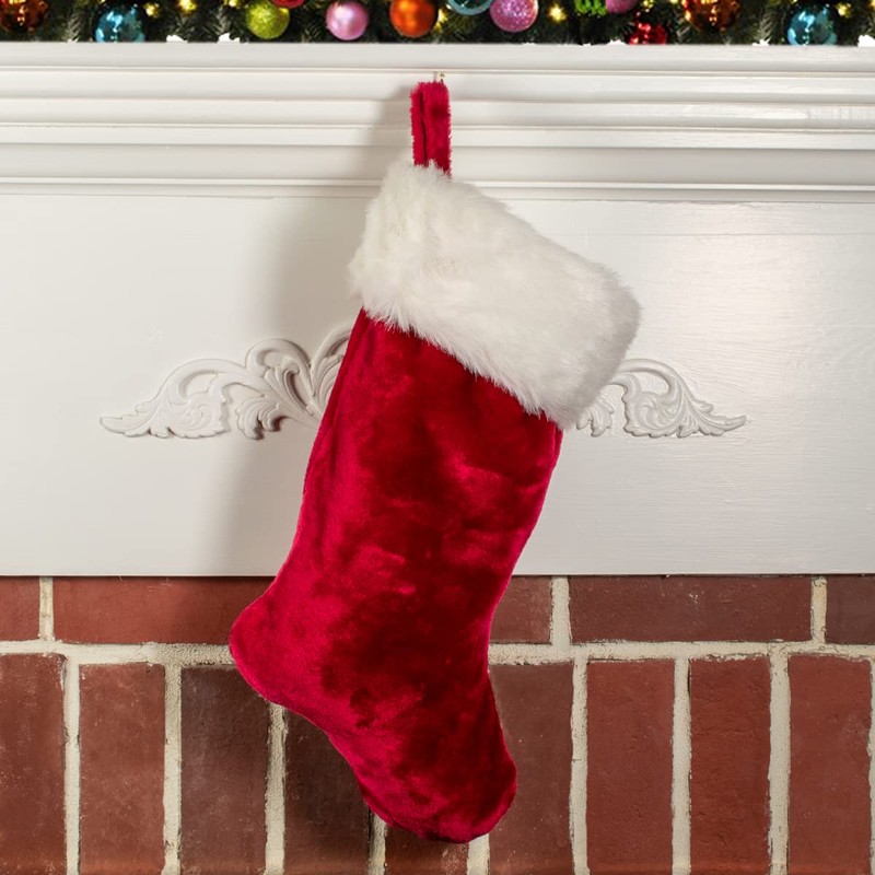 SANTA STOCKING 21 IN BURGUNDY