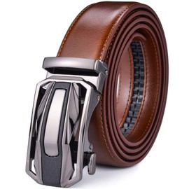 Men Belts Leather Male Slide Ratchet Work Dress Strap w Interchangeable Buckle Beltox, Brown01, 46"-56" Waist Adjustable