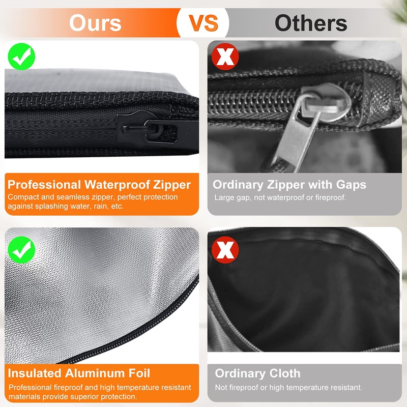 Andyer Fireproof Document Bag with Money Bag - 2 Pack
