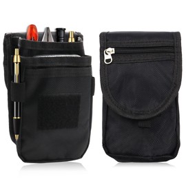 Tool Pouch with Belt Clip, Universal Tactical Pouch for Multitool Organizers, Heavy Duty Nylon Phone Holster with Zipper for Hiking, Camping, Jogging, Outdoor Activities (Black)