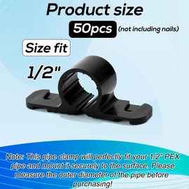 50pcs Pipe Clamps for Pex, 1/2" Hangers & Supports Heavy Duty Plastic Pipe Clips for Copper CPVC Pipes (No Nails Included)