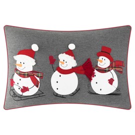 King Rose Snowman Applique Accent Throw Pillow Cover Christmas Cushion Cover Decorative Pillowcase for Sofa Bed Living Room Couch 14 x 20 Inches