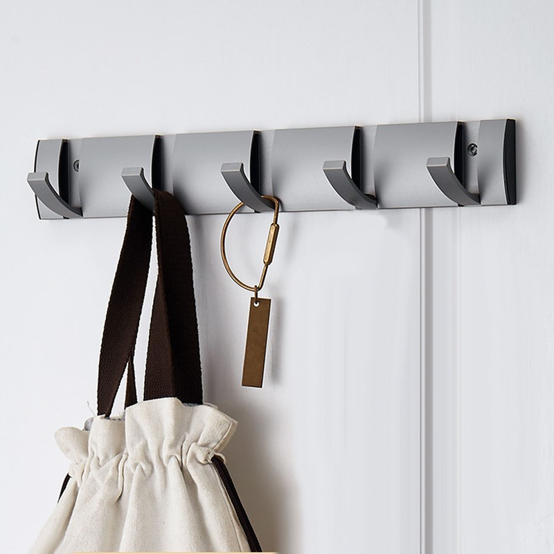 Thickened Invisible Hook 5 Hook Wall Mounted Coat Rack Folding