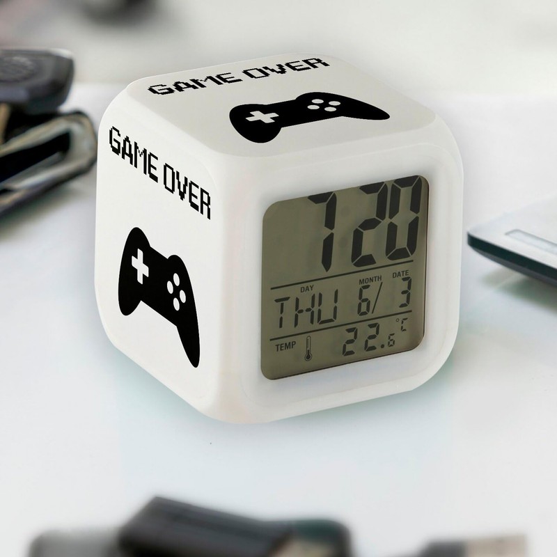Fabulous Alarm Clock Cube Illuminated White - Game Over Retro