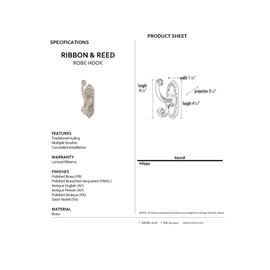 Alno A8599-PA Ribbon & Reed Robe Hooks Traditional, Polished Antique