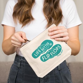 Lantern Press Pawleys Island, Life is Better in Flip Flops, Simply Said, 100% Cotton Zipper Pouch, Travel Accessory, Go Bag