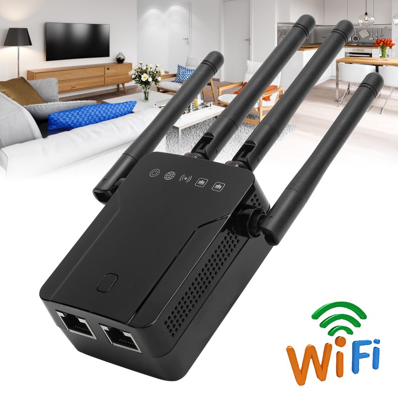Wireless Repeater Black Dual Band WiFi Signal Network Extension Amplifier