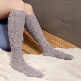 BambooMN Super Soft Warm Microfiber Fuzzy Knee High Striped Socks - Assortment 8-3 Pairs