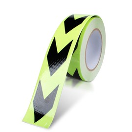 Innfeeltech Reflective Arrow Warning Tape, 50 mm x 25 m, Night Reflection Arrow Marked Tape, Green and Black, Pack of 1