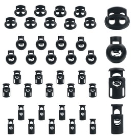 LHOEST Toggles for Drawstrings, 40PCS Cord Locks for Drawstring Toggle, 4 Types Spring Toggle Buttons for Clothing Lanyard Backpack Luggage