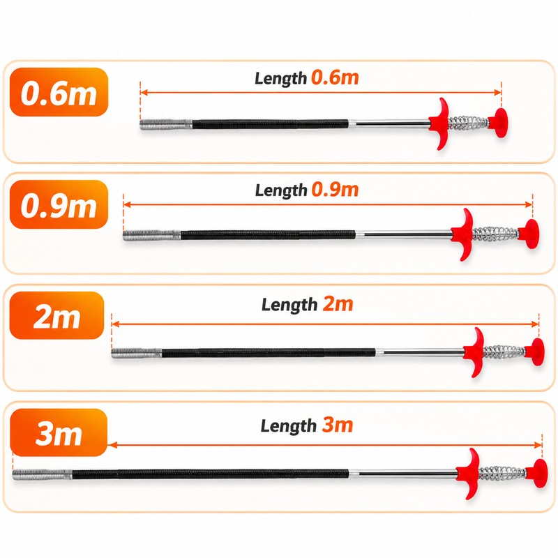 Telescopic Drain Cleaning Tool – Flexible Four-Jaw Pipe Unclogger for