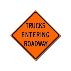 Roll Up Safety Sign - Trucks Entering Roadway