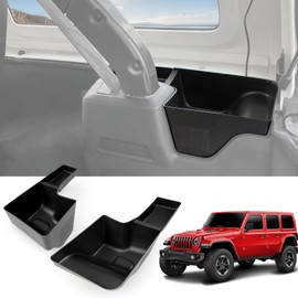 Utiiy Wheel Well Storage Bin Fit for 2018-2023 Jeep Wrangler JL JLU 4XE Rear Trunk Side Storage Box Cargo Organizer Cargo Tray for Wrangler JL 4dr Accessories(18-23 Trunk Organizer, Not Gladiator)