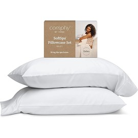 Coop Home Goods Comphy SoftSpa Pillowcase Set of 2, White Super Soft Pillow Cases Queen, Pillow Cases, Luxury Spa, Breathable, Hotel Quality Pillow Cases