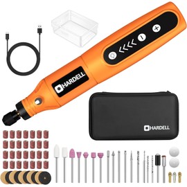 HARDELL Mini Router, 3.7 V, USB Wireless Router, Charging, 5 Speed Up to 18,000 RPM/Min, 61 pcs, Wireless Router Set, Engraving, Polishing, Cutting, Drilling, Dirt Removing, Nail Art, Japanese
