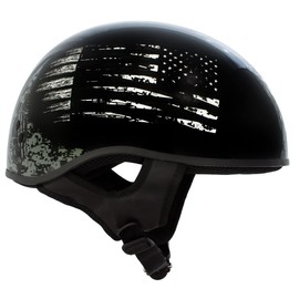 Milwaukee Leather Hot Leathers HLD1043 Gloss Black 'Black and White Warrior Bullet' Advanced DOT Skull Half Helmet for Men and Women - Medium