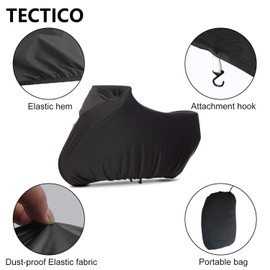 TECTICO Indoor Motorcycle Cover Elastic Breathable Soft Stretch S M Full Protection for Garage Motorbike Show, Black 96 x 41 x 49 inches