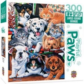 Masterpieces Puzzles Playful Paws: Hide & Seek Various Kittens & Puppies EzGrip Puzzle (300pc)