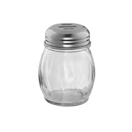 American Metalcraft 8 OZ Plastic Cheese Shaker with Slotted Top with Metal Lid: 3-1/2" High