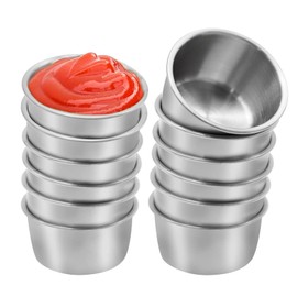DUZFOREI 12PCS Small Sauce Cups, Ramekin Sauce Dipping Bowl 50ML Mini Sauce Cups Pudding Condiment Cups for Home Party Restaurant (Silver)