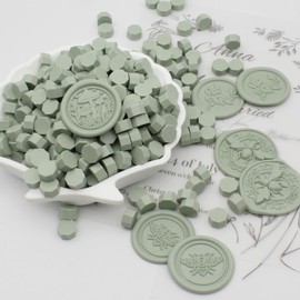 360pcs Sage Green Sealing Wax Beads, Andotopee Premium Wax Seal Beads for Stamp Seals, Green Wax Sealing Pellets Refill Pack for Wax Seal Kit, Wedding Invitation, Letter Envelope Seal, DIY Crafts