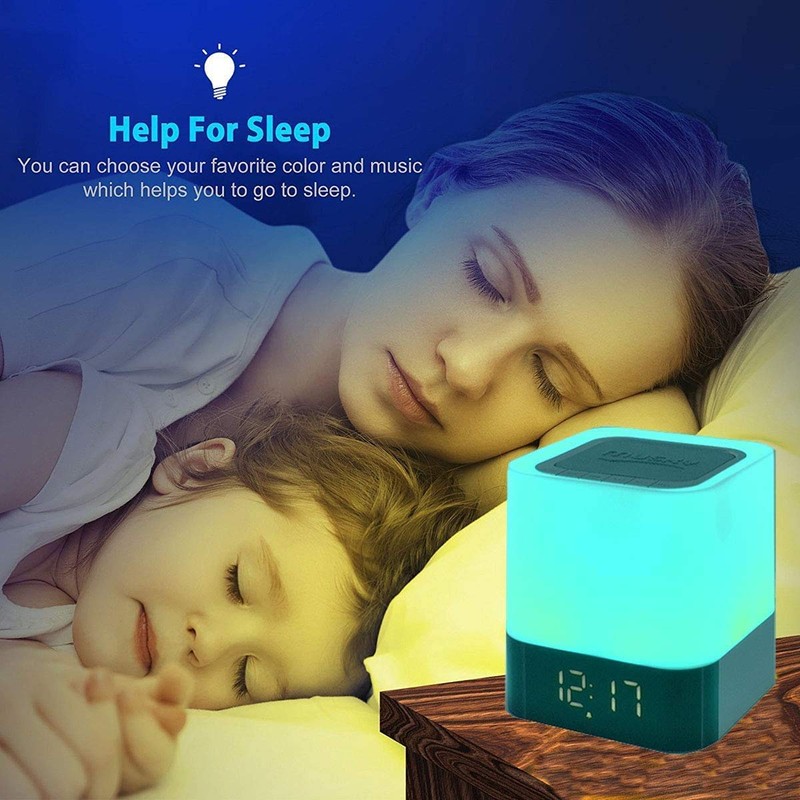 Gallstep Night Lights Bluetooth Speaker, Alarm Clock Bluetooth Speakers Touch