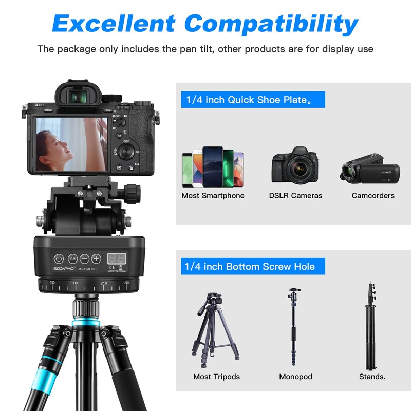 Soonpho M4 Motorized Rotating Panoramic Tripod Head, Remote Control 360°