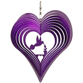 SWEN Products Hummingbird Heart Swirly Metal Wind Spinner