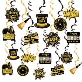 Pre-Assembled 2025 Happy New Year Hanging Swirls Decorations Pack of 30 New Years Eve Hanging Decorations New Years Decorations 2025 NYE Party Supplies for New Years Celebrations Parties