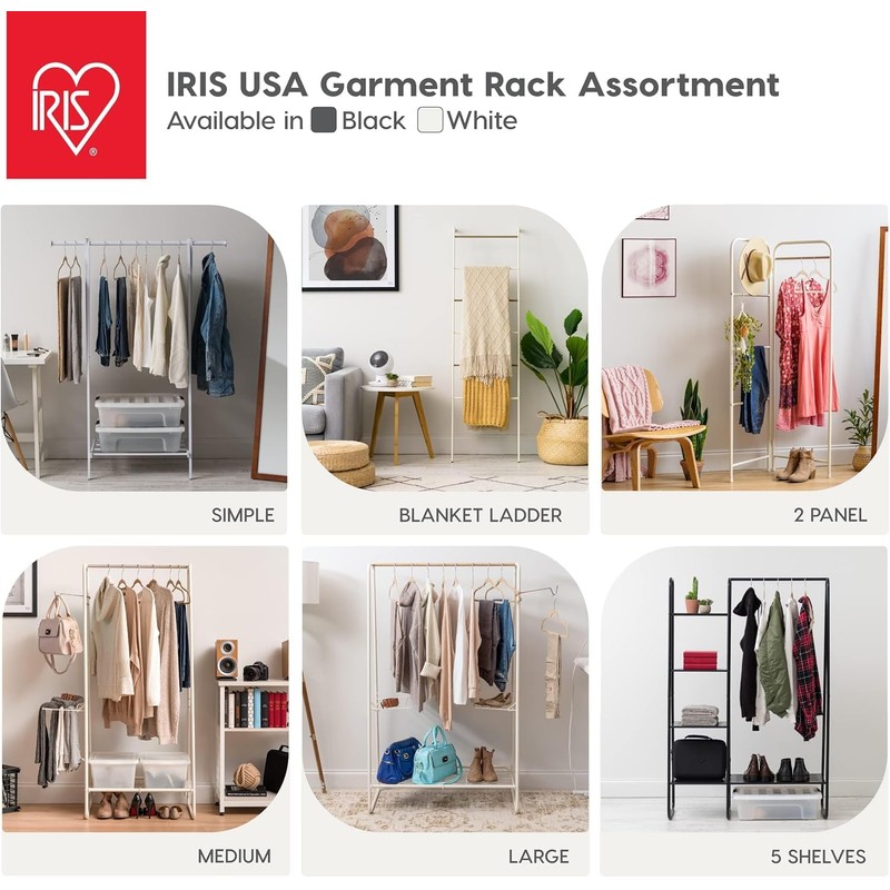 IRIS USA Stylish Corner Clothes Rack for Hanging Clothes, Easy