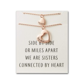 Philip Jones Rose Gold Plated Big Sister and Little Sister Necklace Set with Quote Card