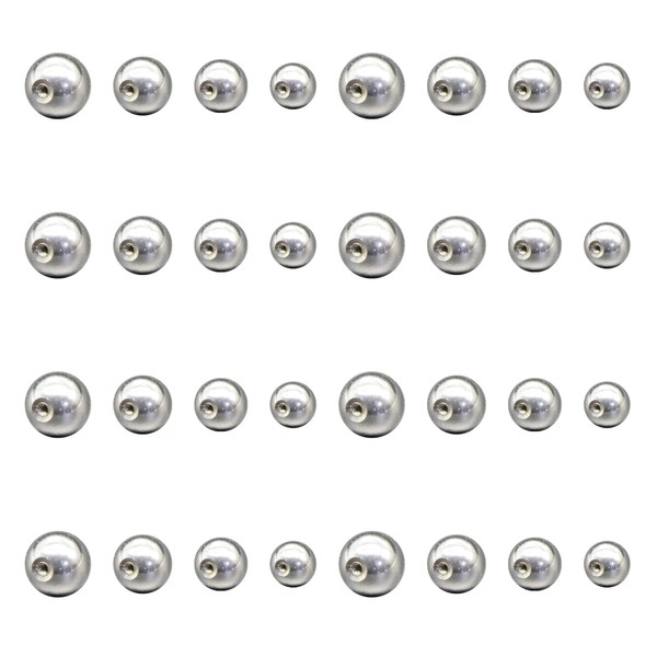 Set of 32 Surgical Steel Piercing Balls 1.2 mm Silver