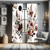 Ambesonne Floral Window Curtains, Mid Century Modern Rounds Chevrons and