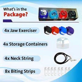 Jaw Exerciser, Jaw Trainer, Face Exerciser, Muscles Trainer, Jaw Strengthener, Chin Exerciser to achieve Sharper Jawline & Facial Toner- Pack of 4 with 4 Colors & 4 Resistance Levels.